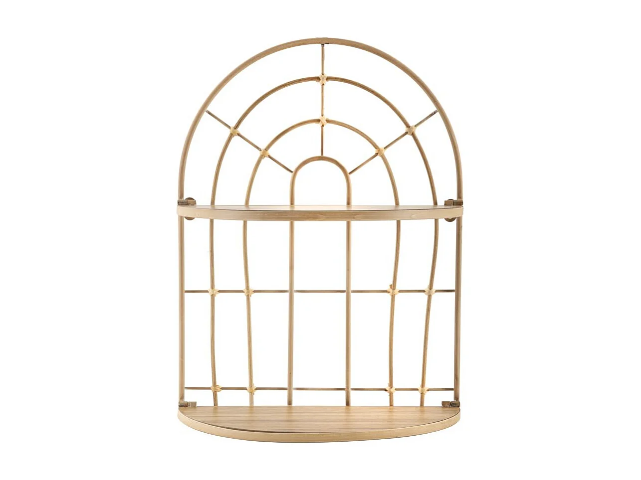 Mensola doppia da parete in metallo marrone cm 34,5x18x45,5