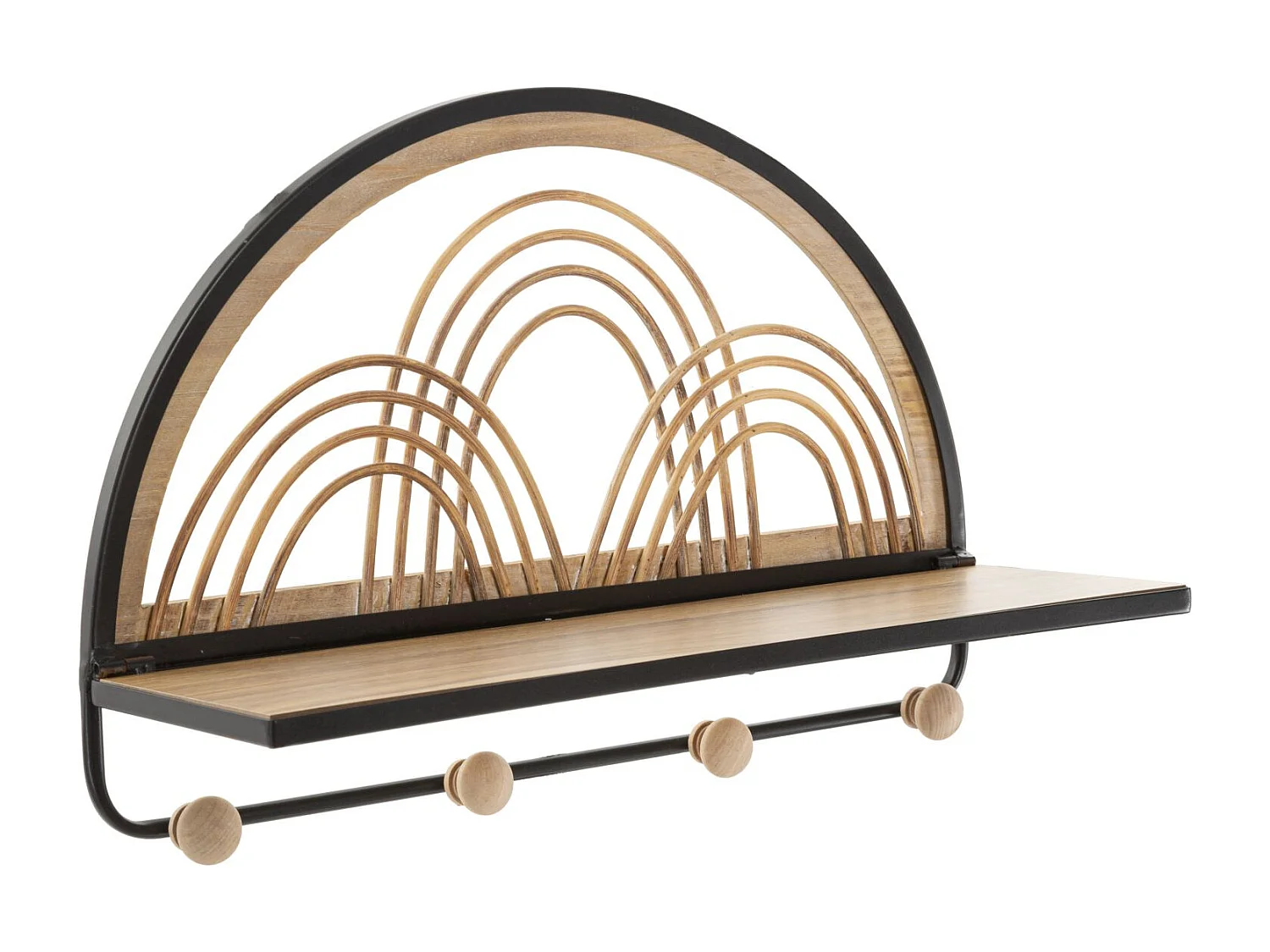 Etagère avec cintre en métal et bois marron 46x15,5x30 cm