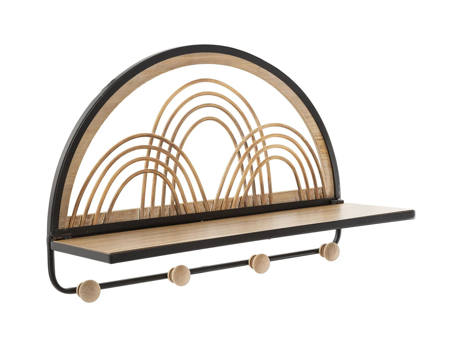 Etagère avec cintre en métal et bois marron 46x15,5x30 cm