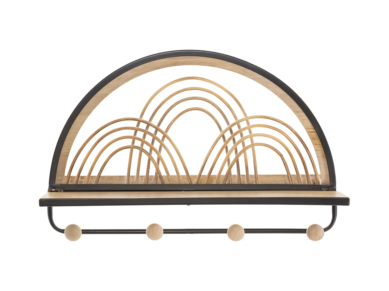 Etagère avec cintre en métal et bois marron 46x15,5x30 cm