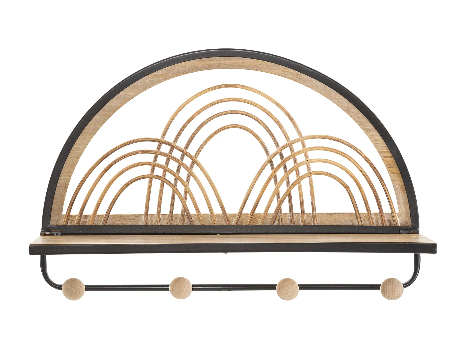 Etagère avec cintre en métal et bois marron 46x15,5x30 cm