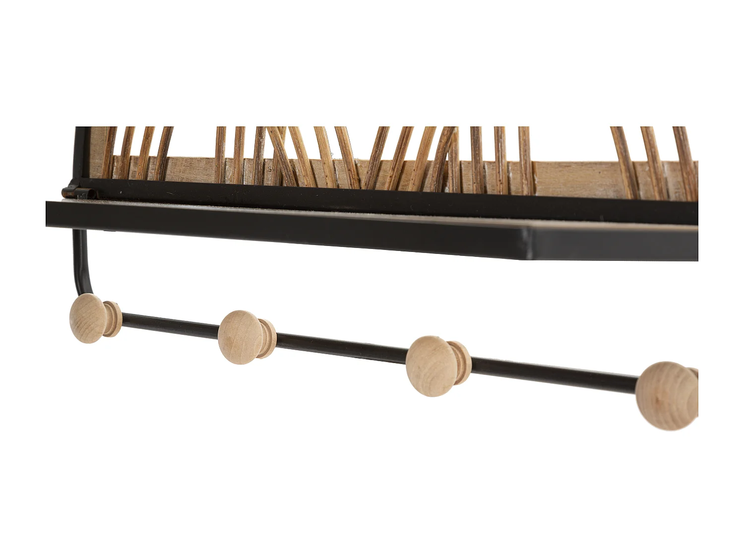 Etagère avec cintre en métal et bois marron 46x15,5x30 cm