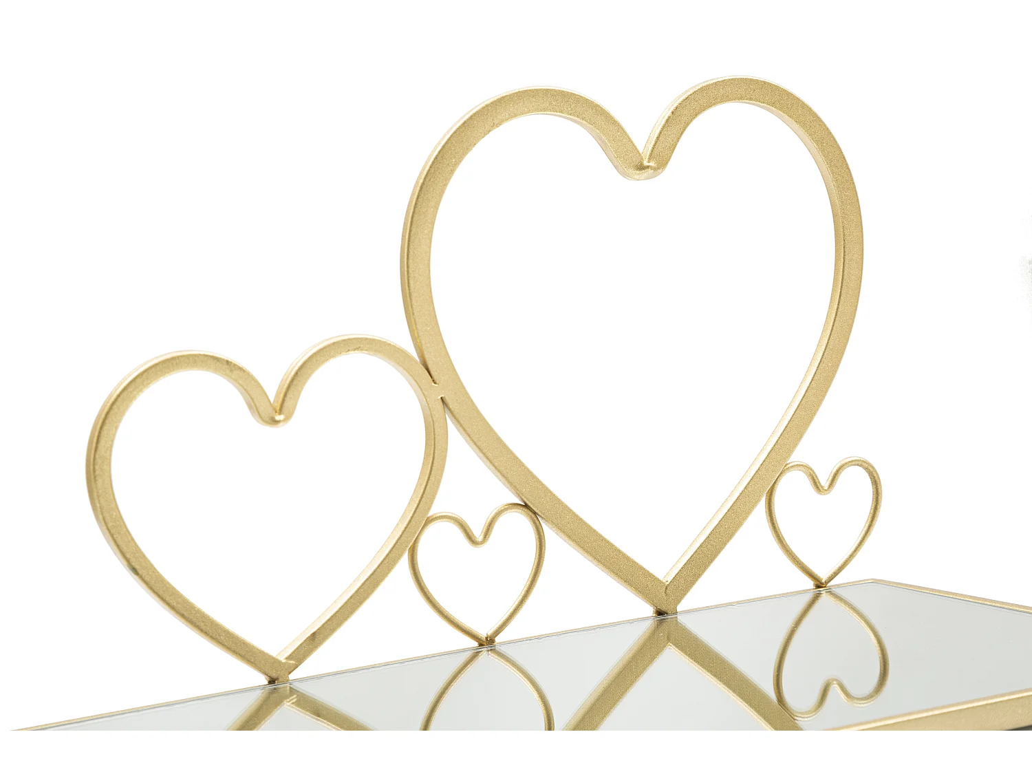 Set di 2 comodini mensola in metallo e specchio dorati cm 41,5x18x21