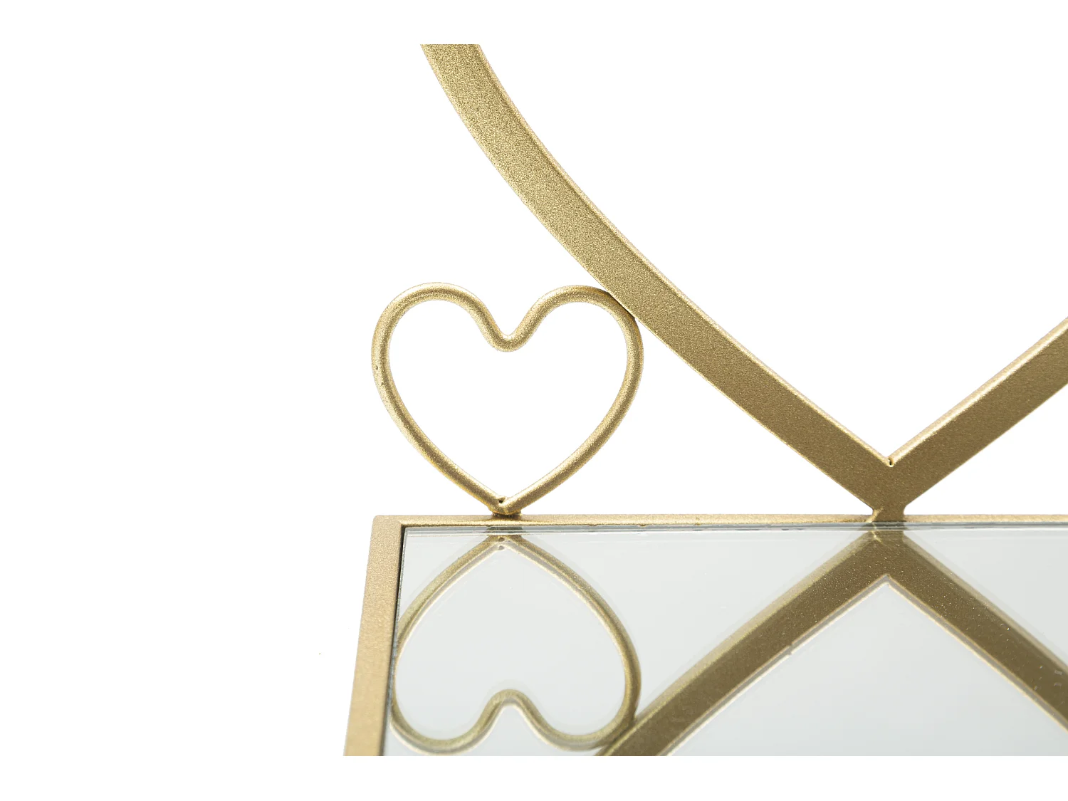 Set di 2 comodini mensola in metallo e specchio dorati cm 41,5x18x21