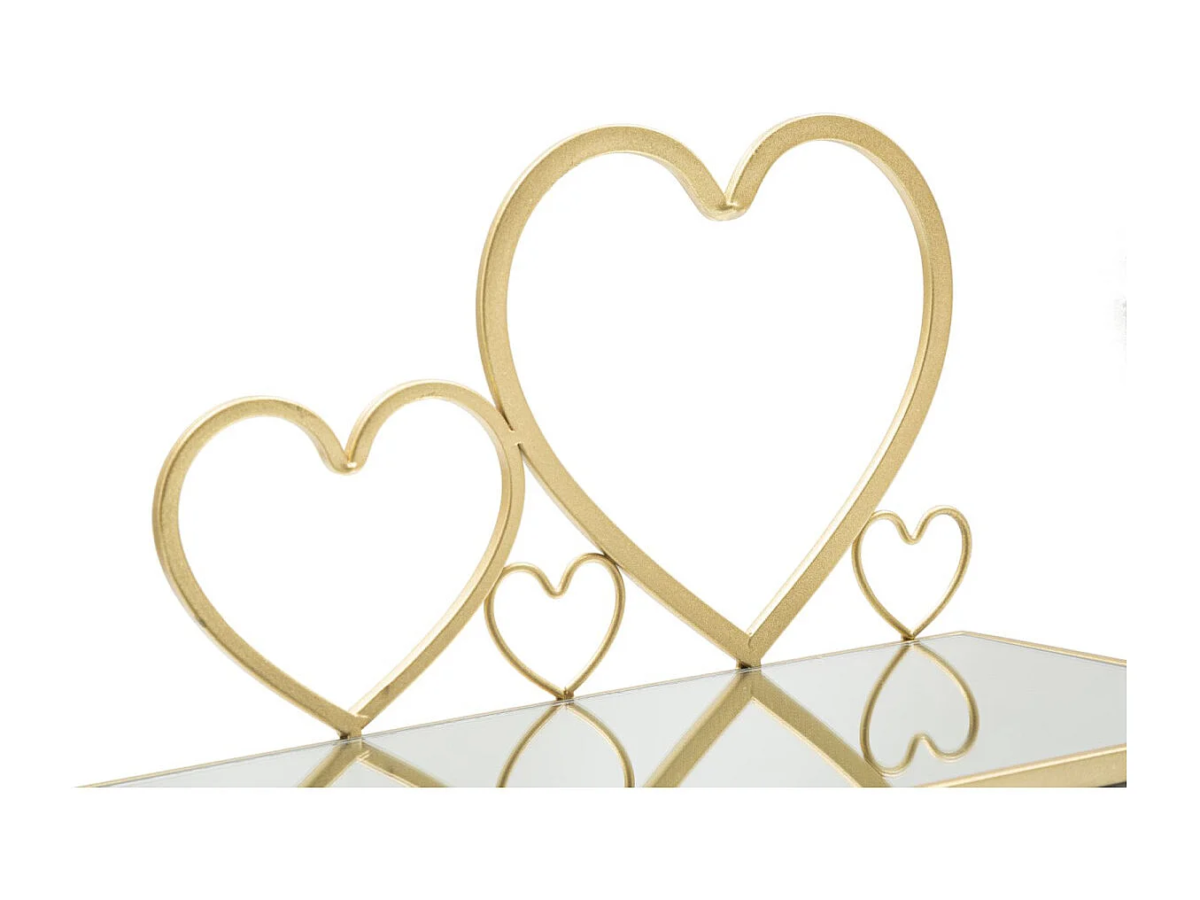 Set di 2 comodini mensola in metallo e specchio dorati cm 41,5x18x21