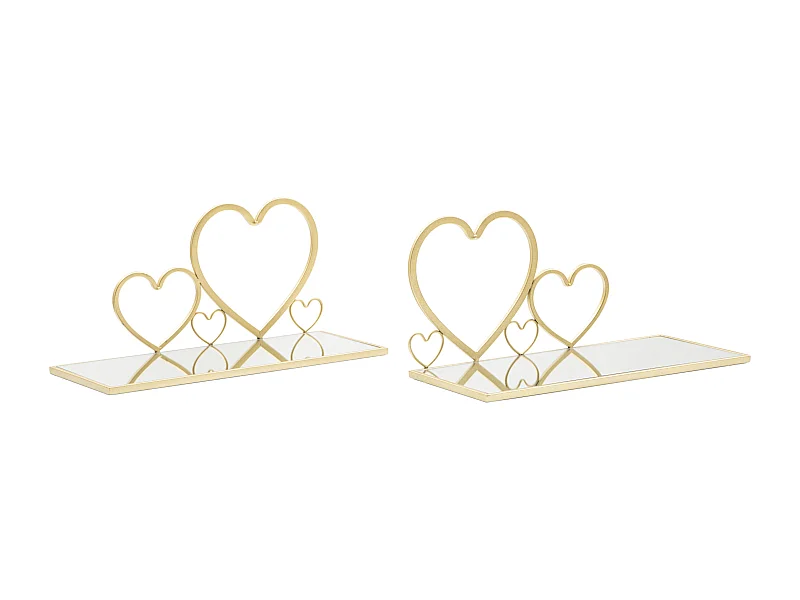 Lot de 2 Tables de Chevet Murales "Hearts" 41cm Or