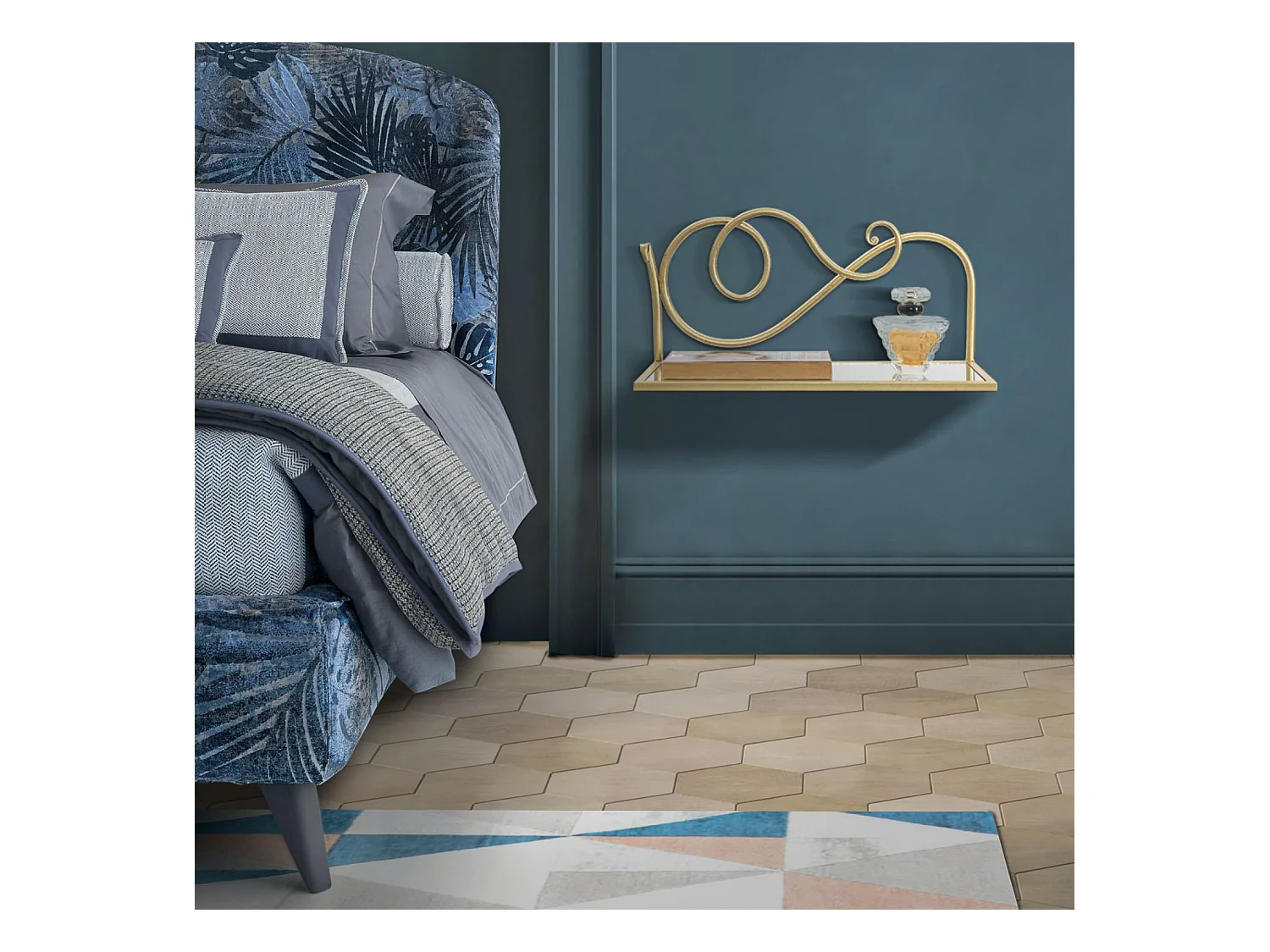 Lot de 2 Étagères Murales Design "Esther" 41cm Or