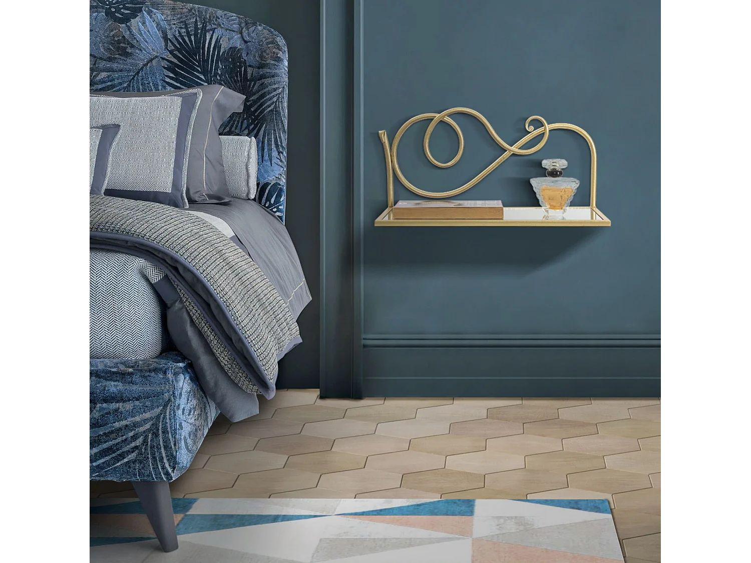 Lot de 2 Étagères Murales Design "Esther" 41cm Or