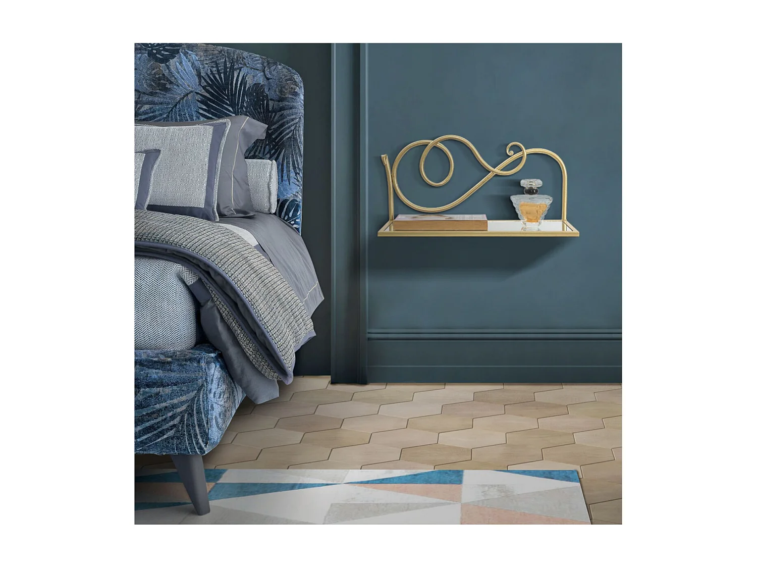 Lot de 2 Étagères Murales Design "Esther" 41cm Or