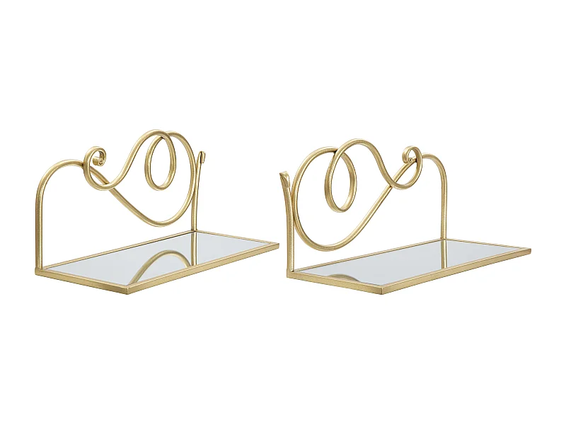 Lot de 2 Étagères Murales Design "Esther" 41cm Or