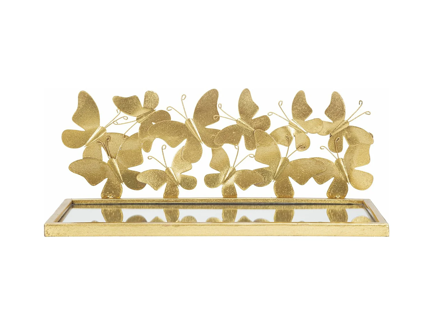 Lot de 2 étagères papillons et plateau miroir 43x19,2x16,5 cm