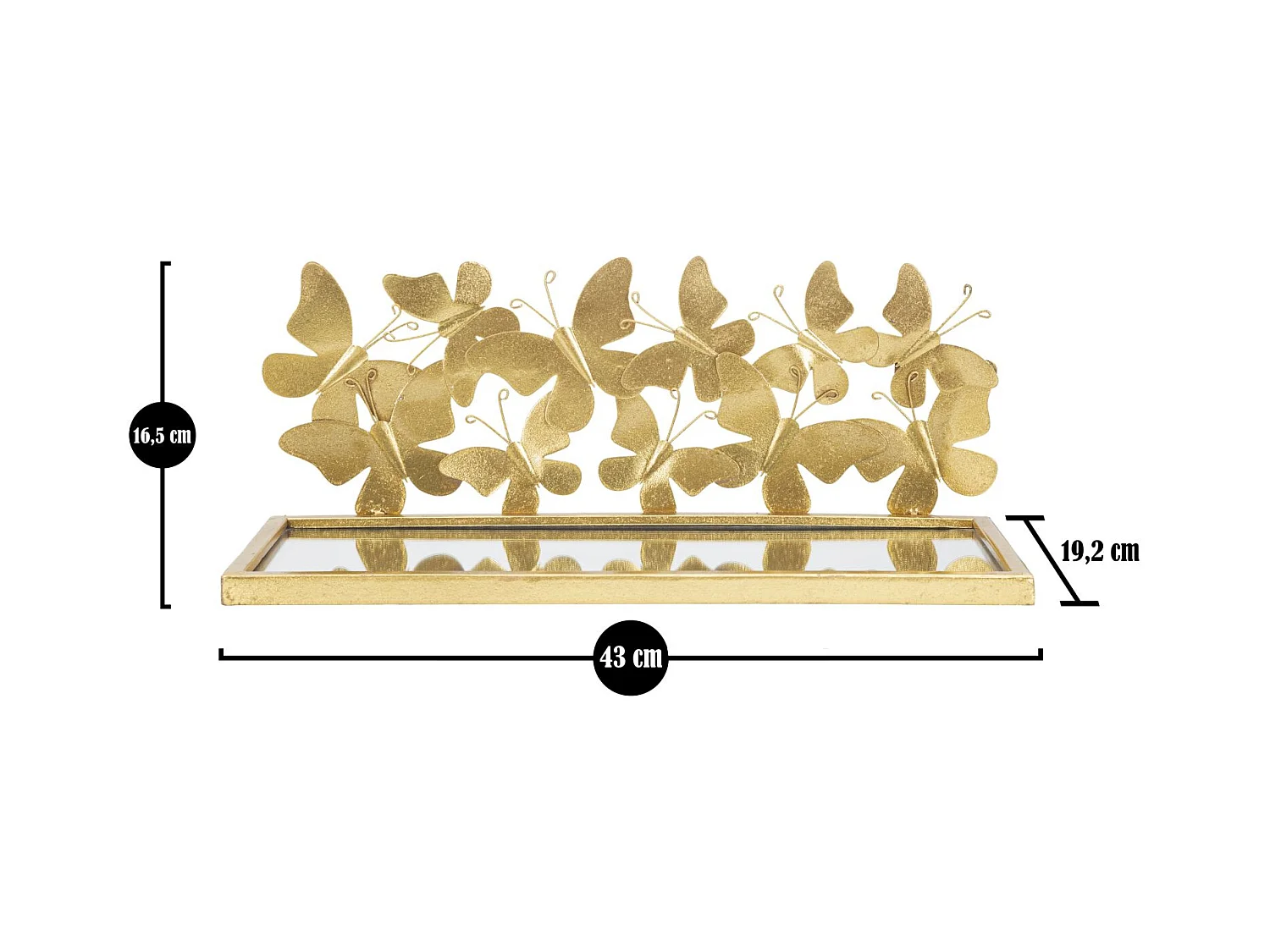 Lot de 2 Étagère Murales Design "Butterfly" 43cm Or