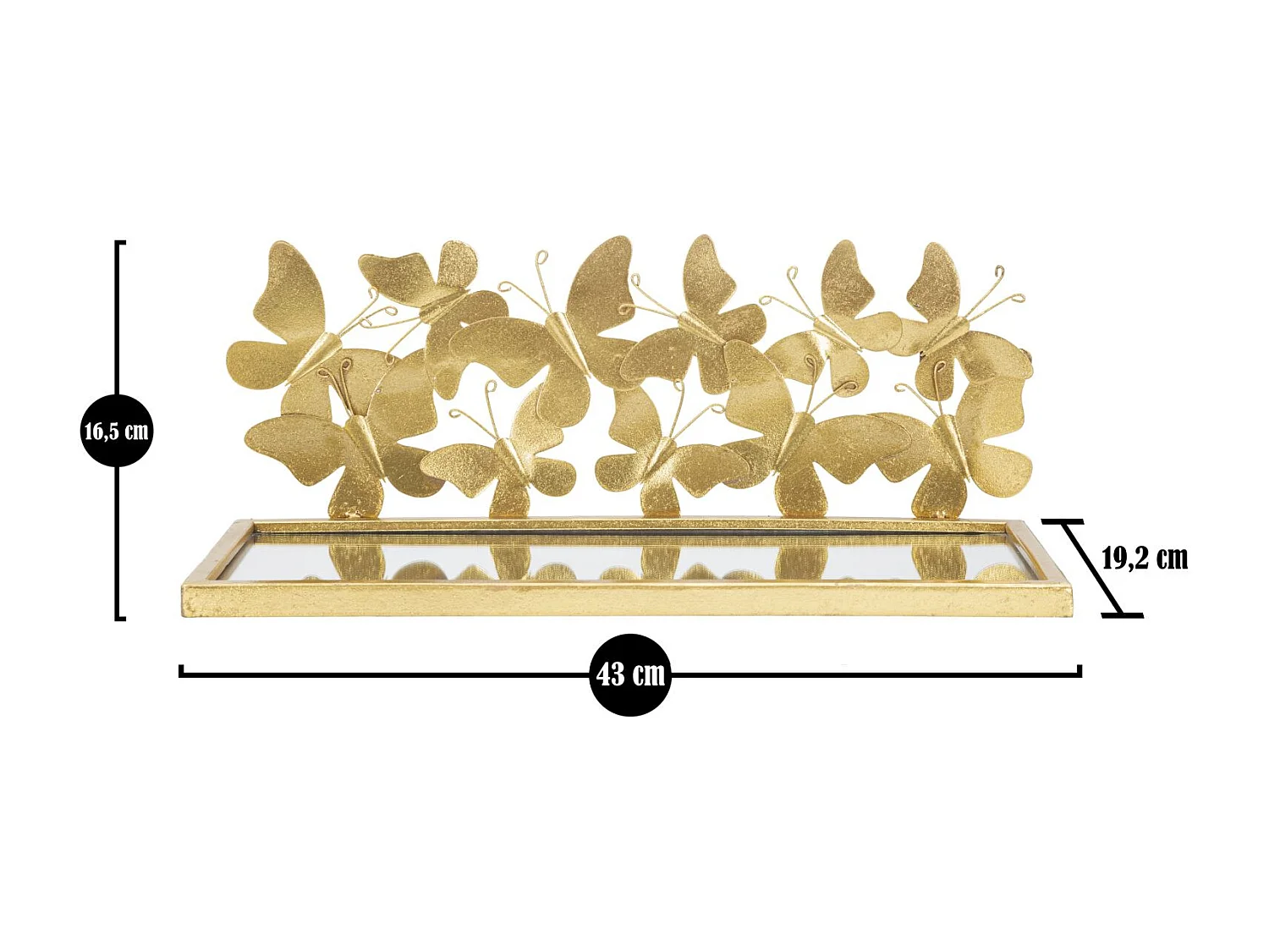 Lot de 2 Étagère Murales Design "Butterfly" 43cm Or