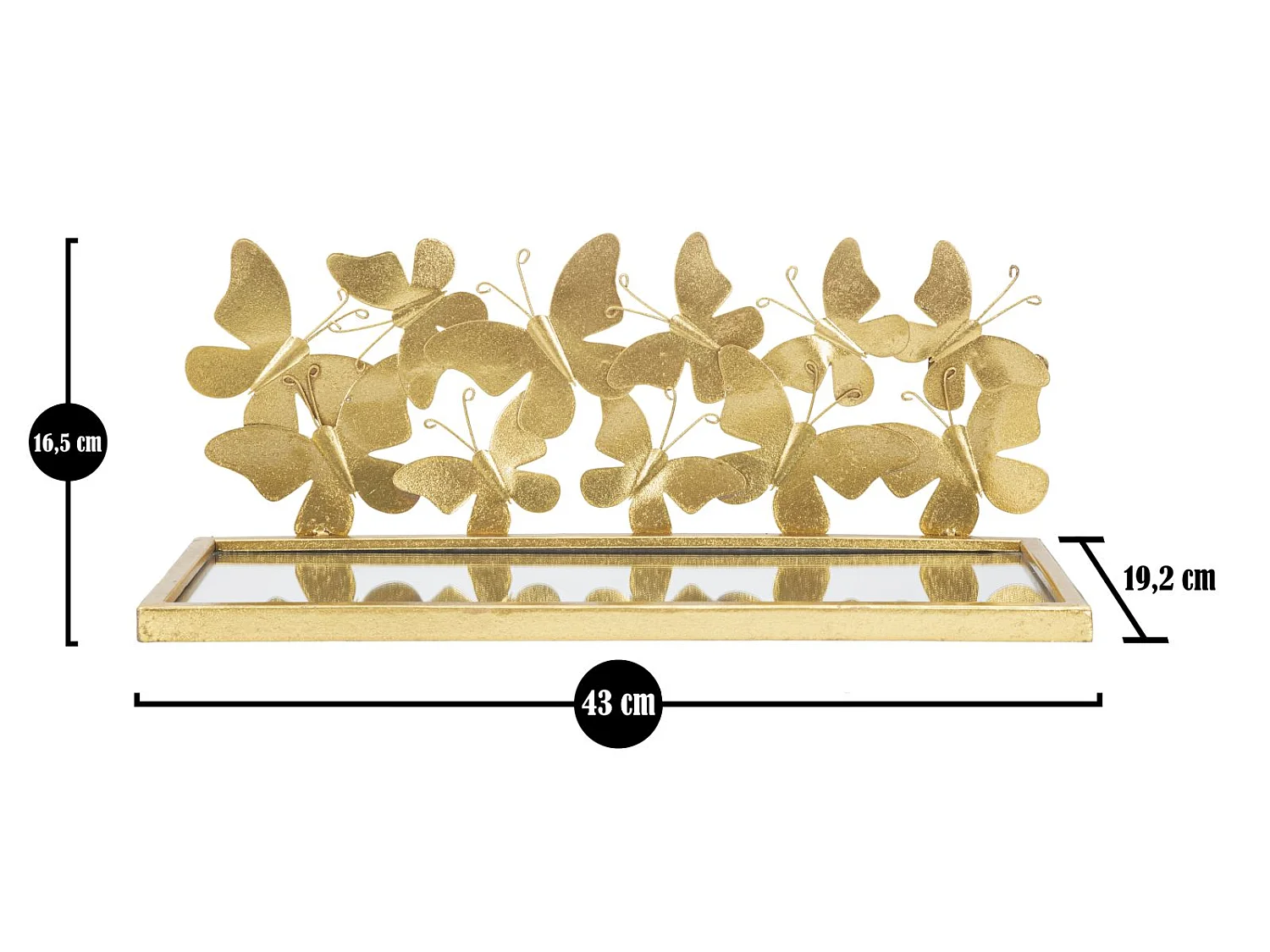 Set van 2 planken met vlinders en spiegelblad cm 43x19.2x16.5