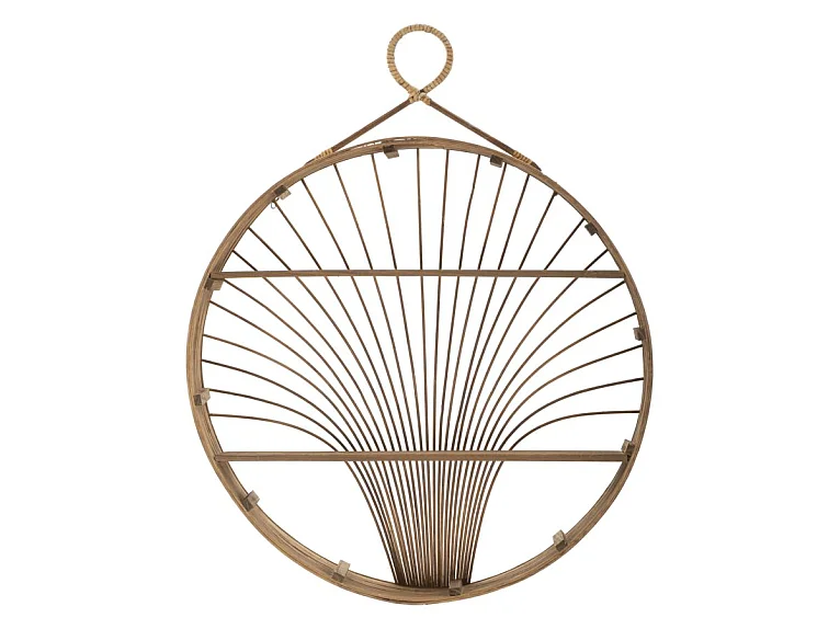 Półka ścienna Fuji, kolor brązowy, rattan, 60,5 x 10,5 x 76 cm, Mauro Ferretti