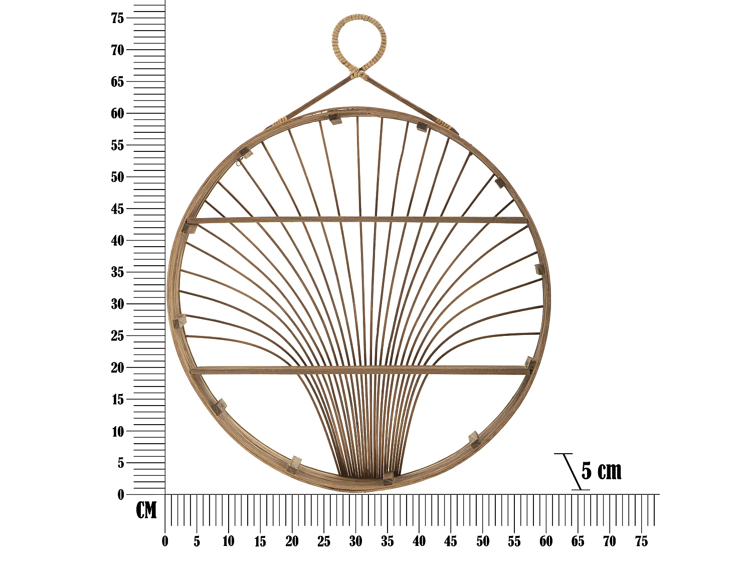 Półka ścienna Fuji, kolor brązowy, rattan, 60,5 x 10,5 x 76 cm, Mauro Ferretti
