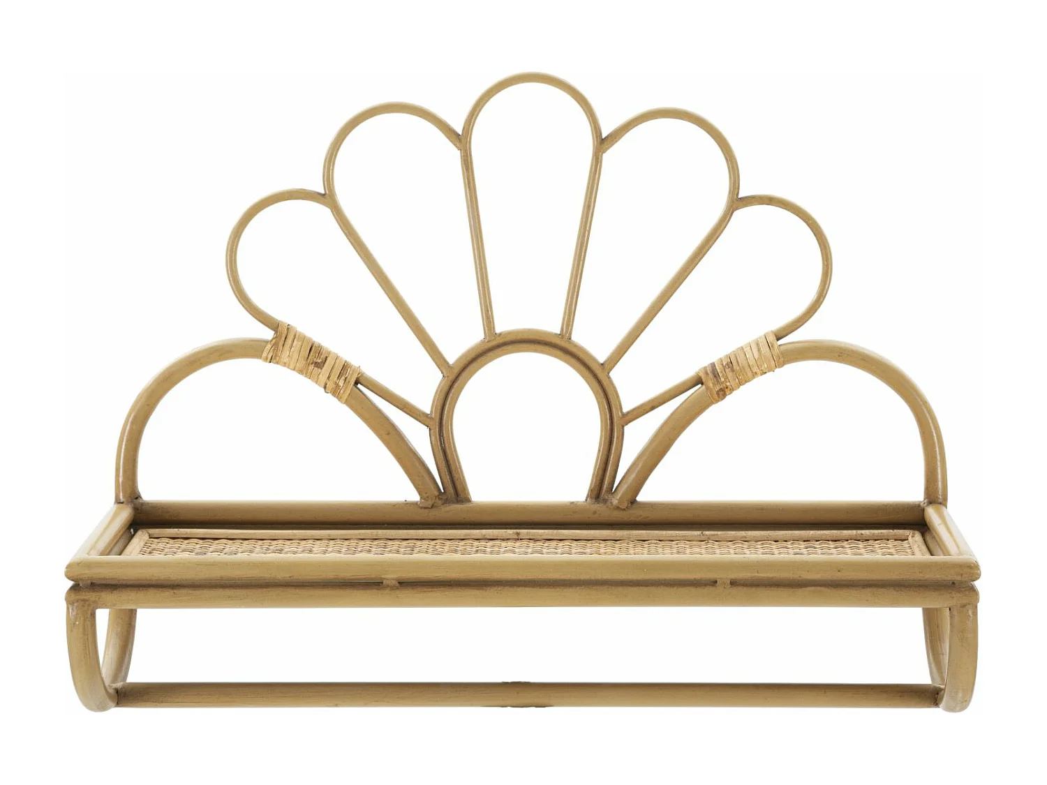 Mensola in metallo e rattan marrone cm 55x20,3x39,5