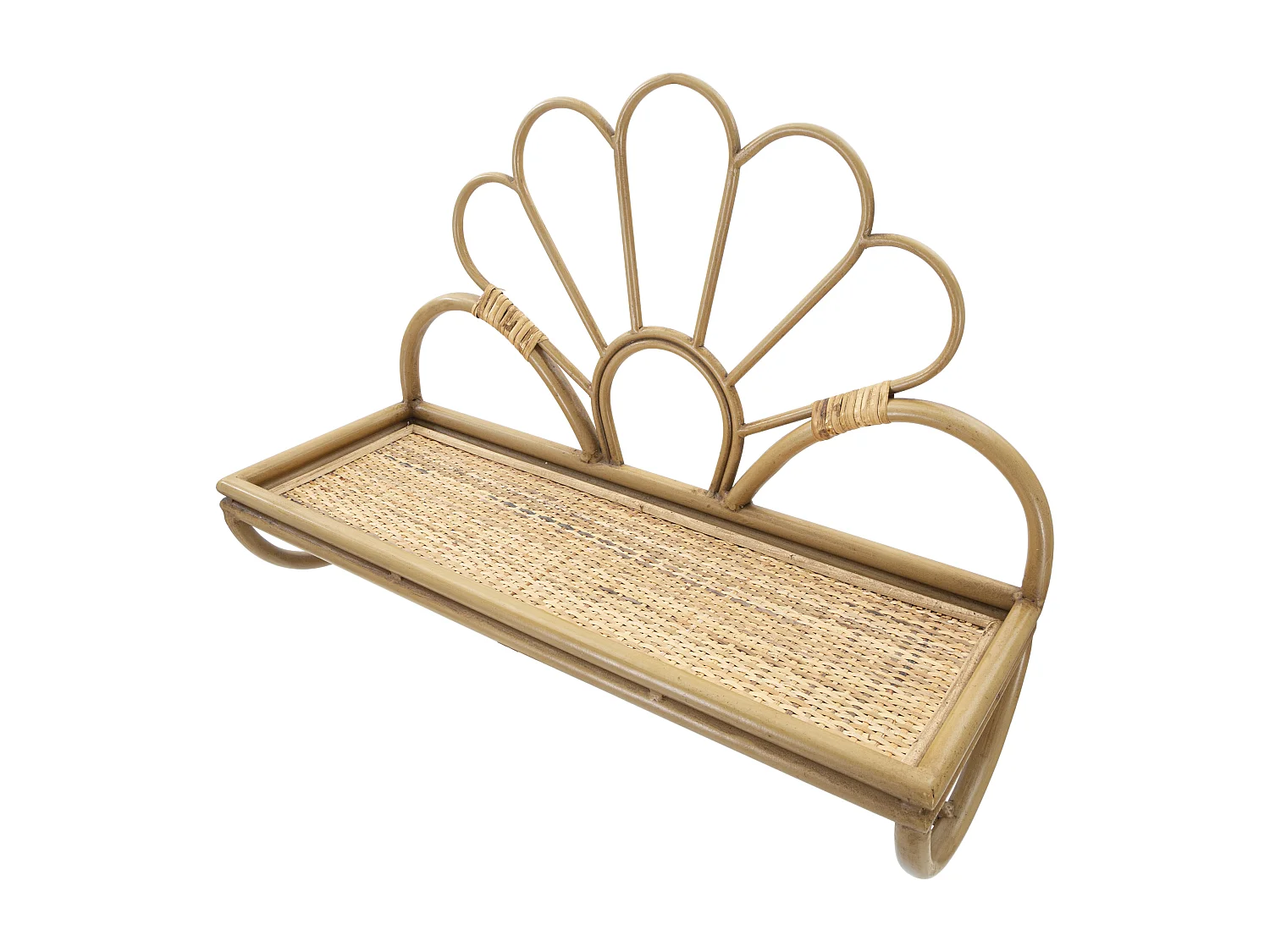 Mensola in metallo e rattan marrone cm 55x20,3x39,5