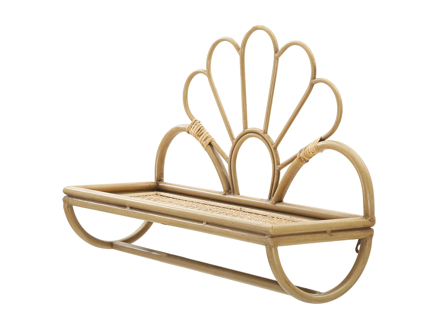 Mensola in metallo e rattan marrone cm 55x20,3x39,5