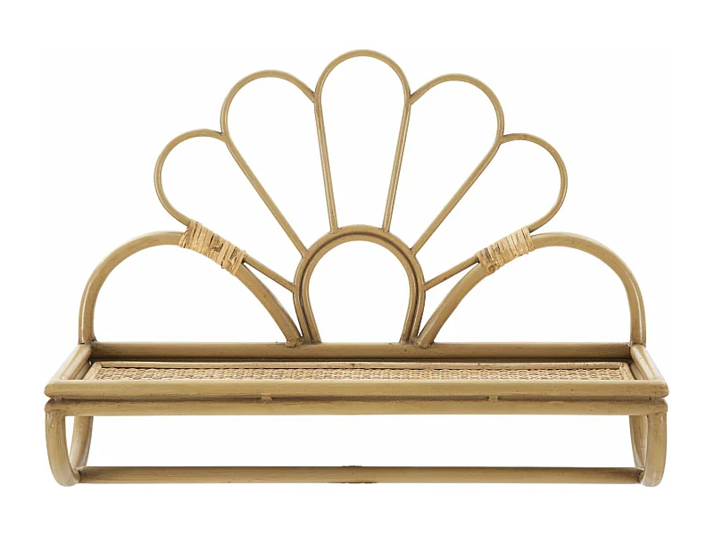 Mensola in metallo e rattan marrone cm 55x20,3x39,5