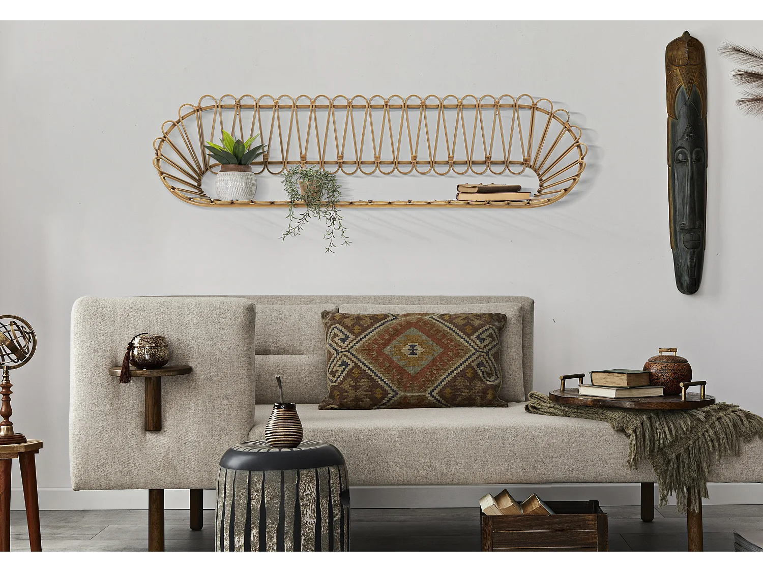 Étagère Murale Déco "Panama" 162cm Naturel