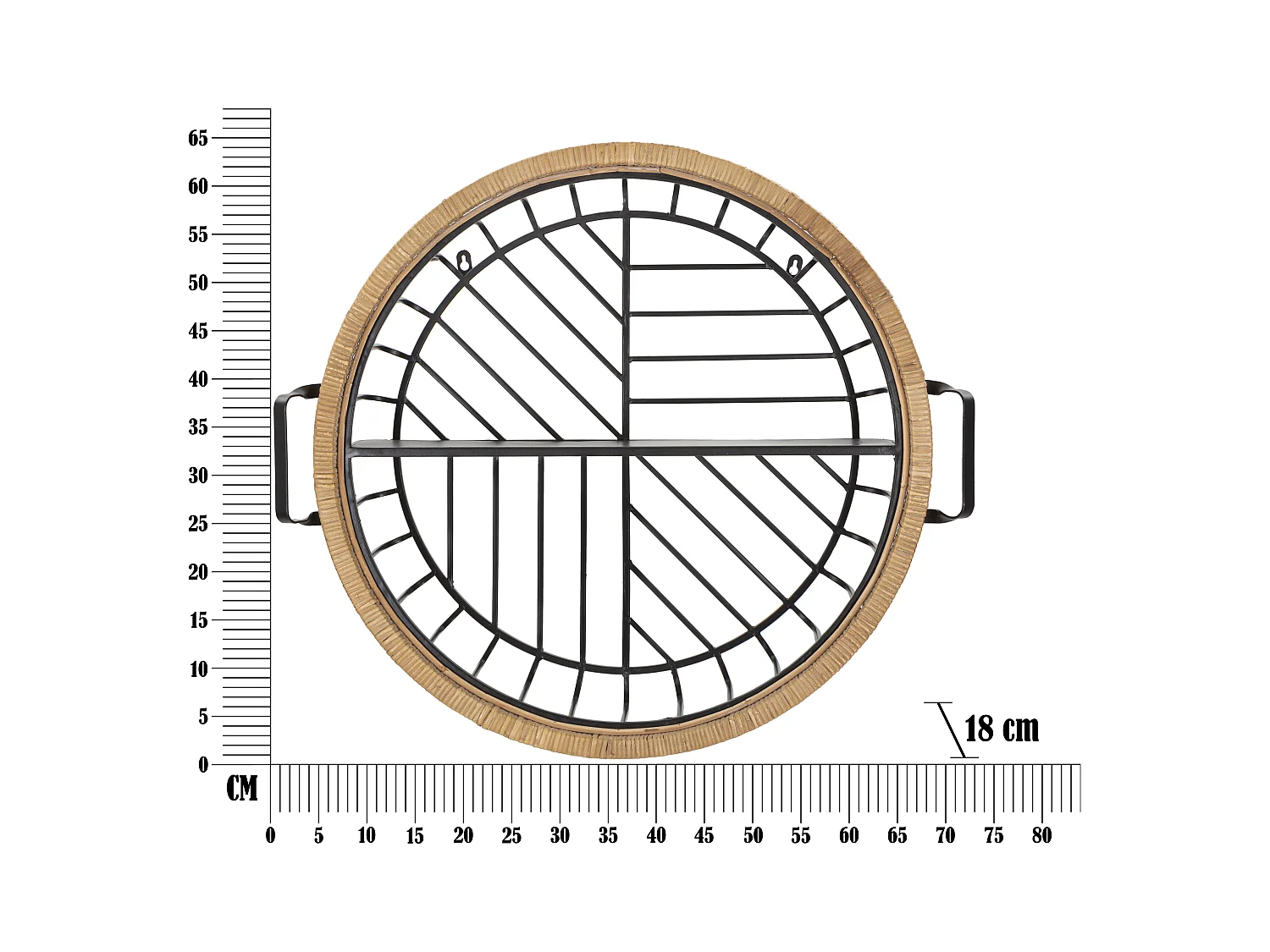 Étagère Murale en Métal "Cebu" 72cm Noir & Naturel