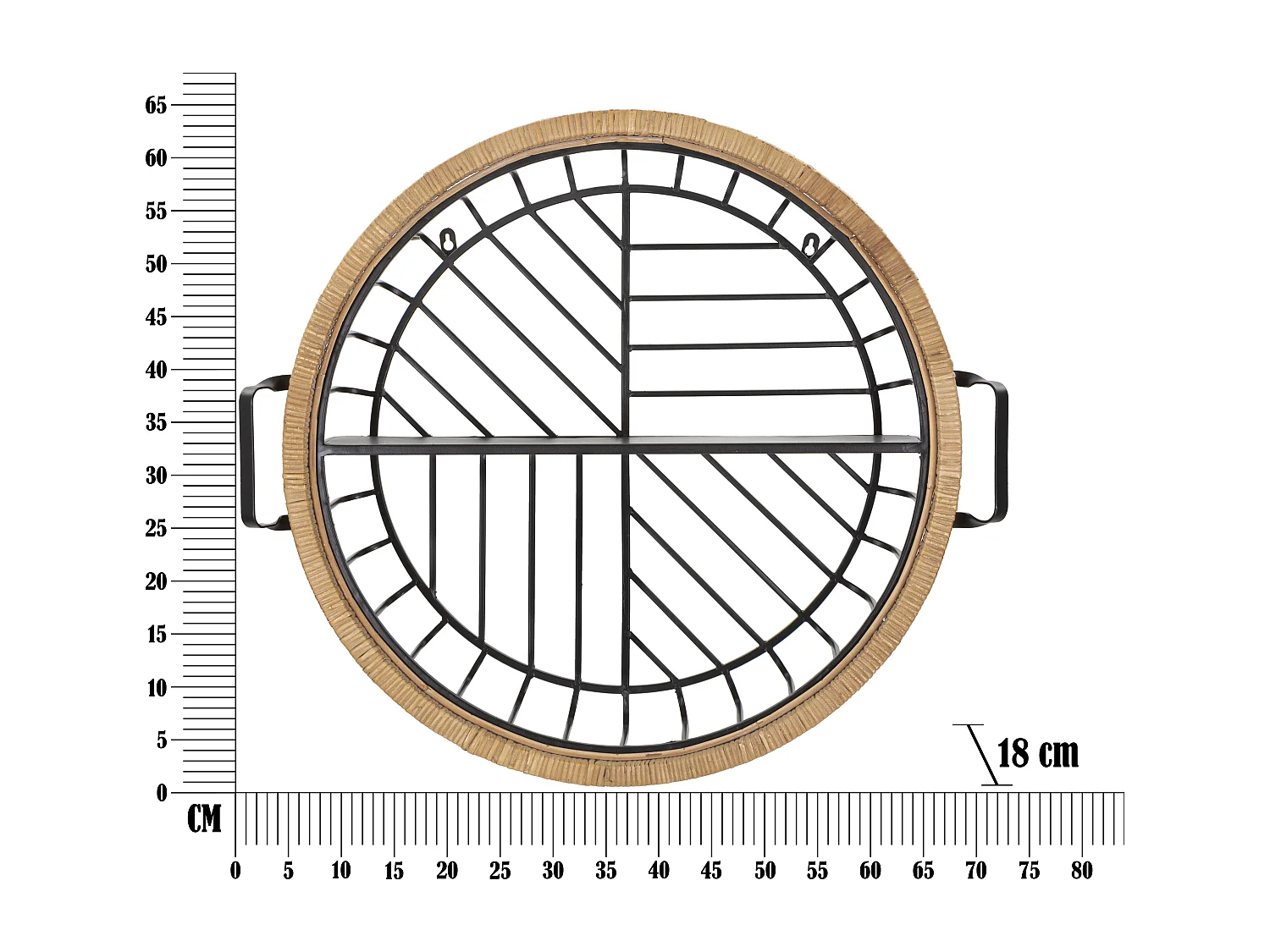 Étagère Murale en Métal "Cebu" 72cm Noir & Naturel