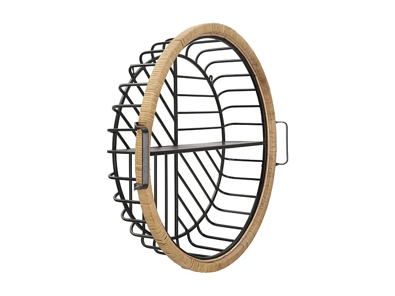 Étagère Murale en Métal "Cebu" 72cm Noir & Naturel