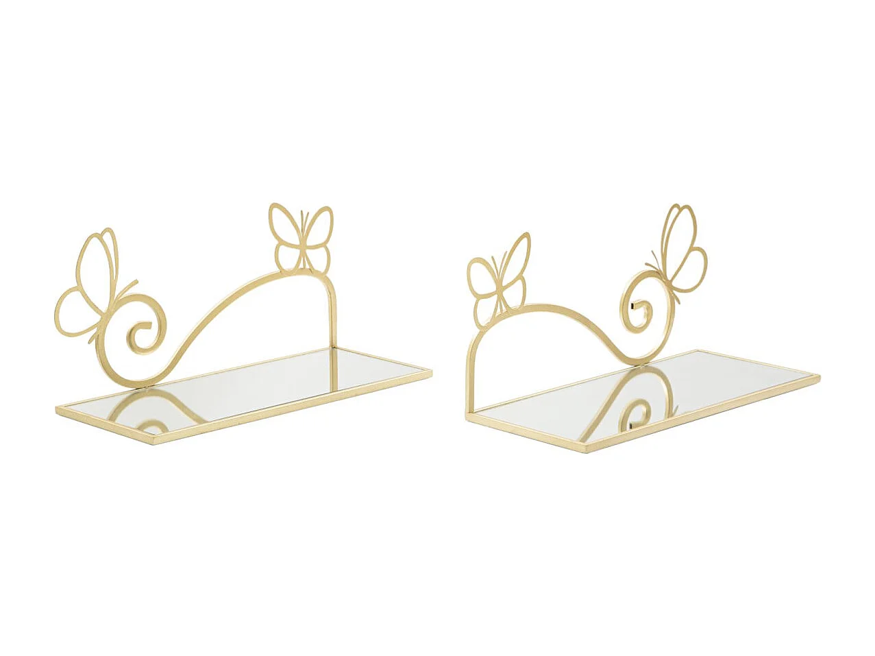 Lot de 2 Tables de Chevet Murales "Butterfly" 41cm Or