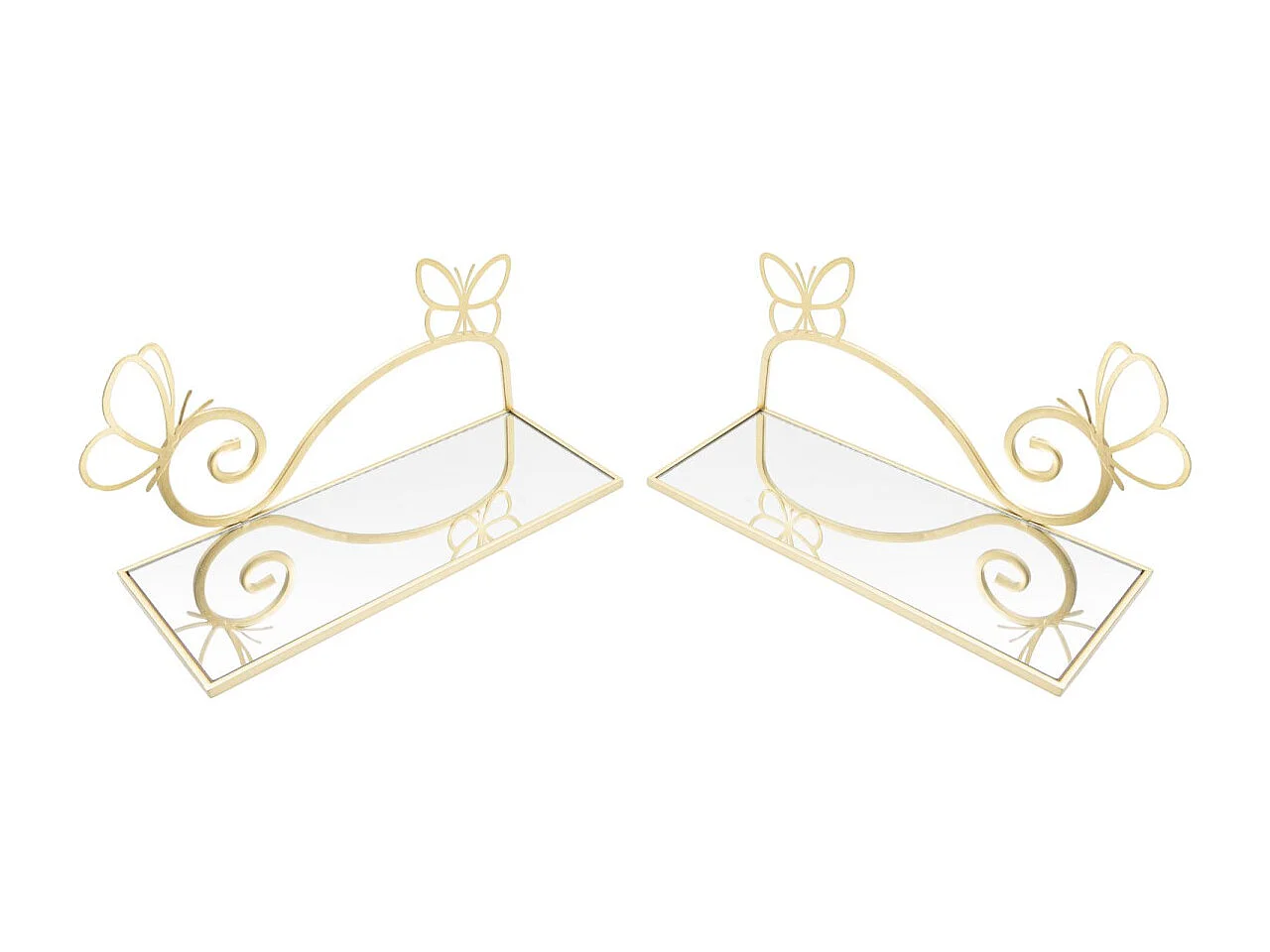 Lot de 2 Tables de Chevet Murales "Butterfly" 41cm Or