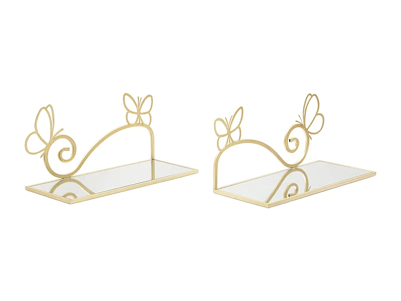 Lot de 2 Tables de Chevet Murales "Butterfly" 41cm Or