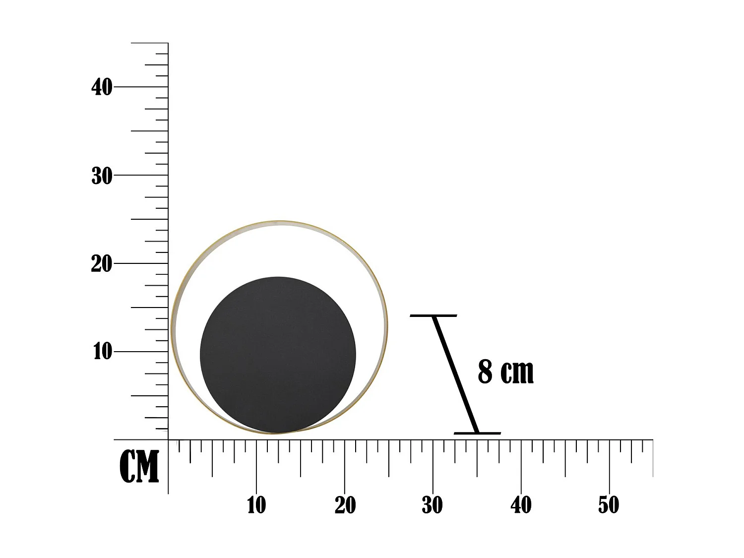 Applique in metallo nero con cerchio dorato cm 25x8x25