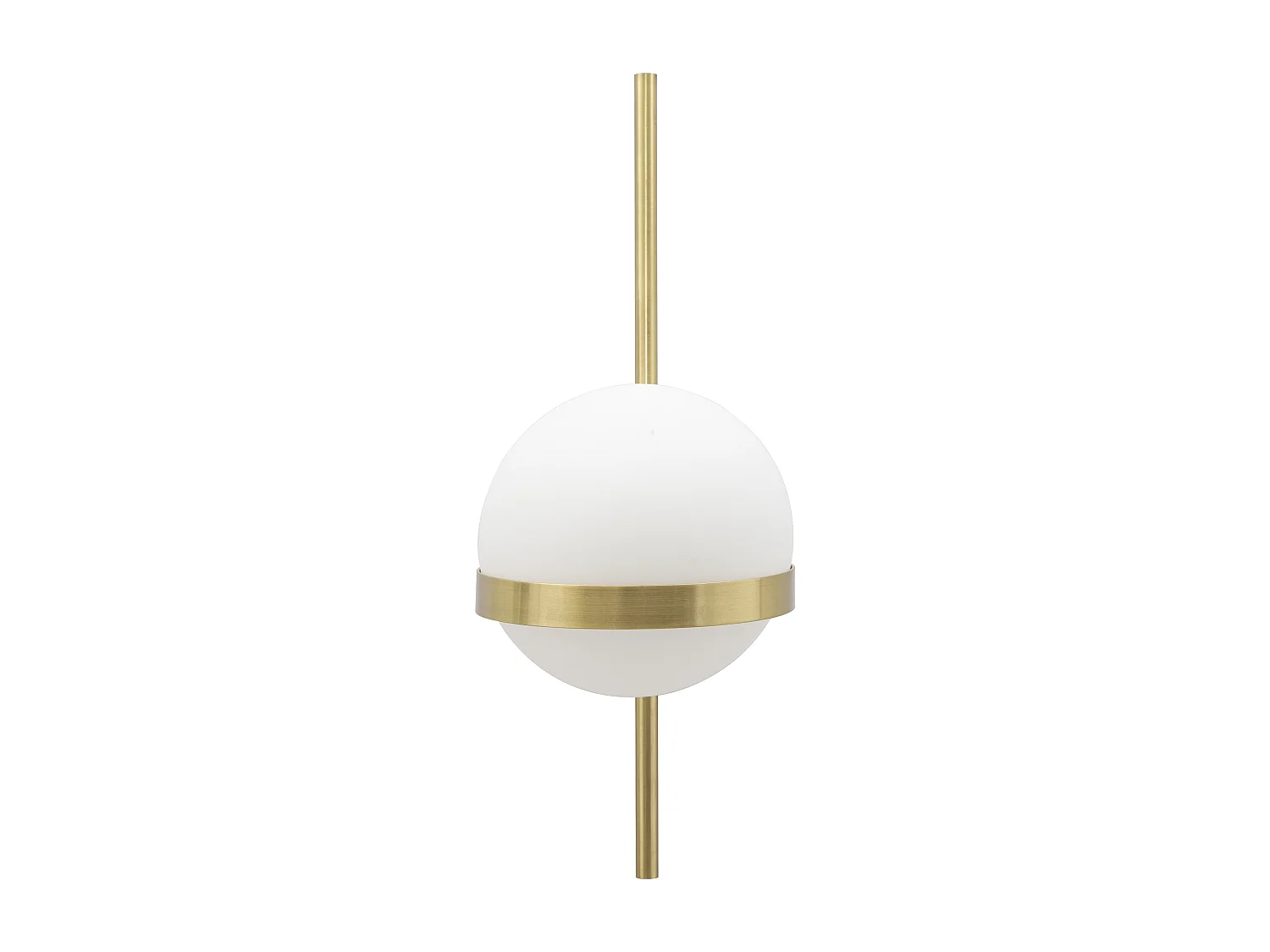 Applique in metallo dorato con sfera in vetro bianco cm 15x20x40