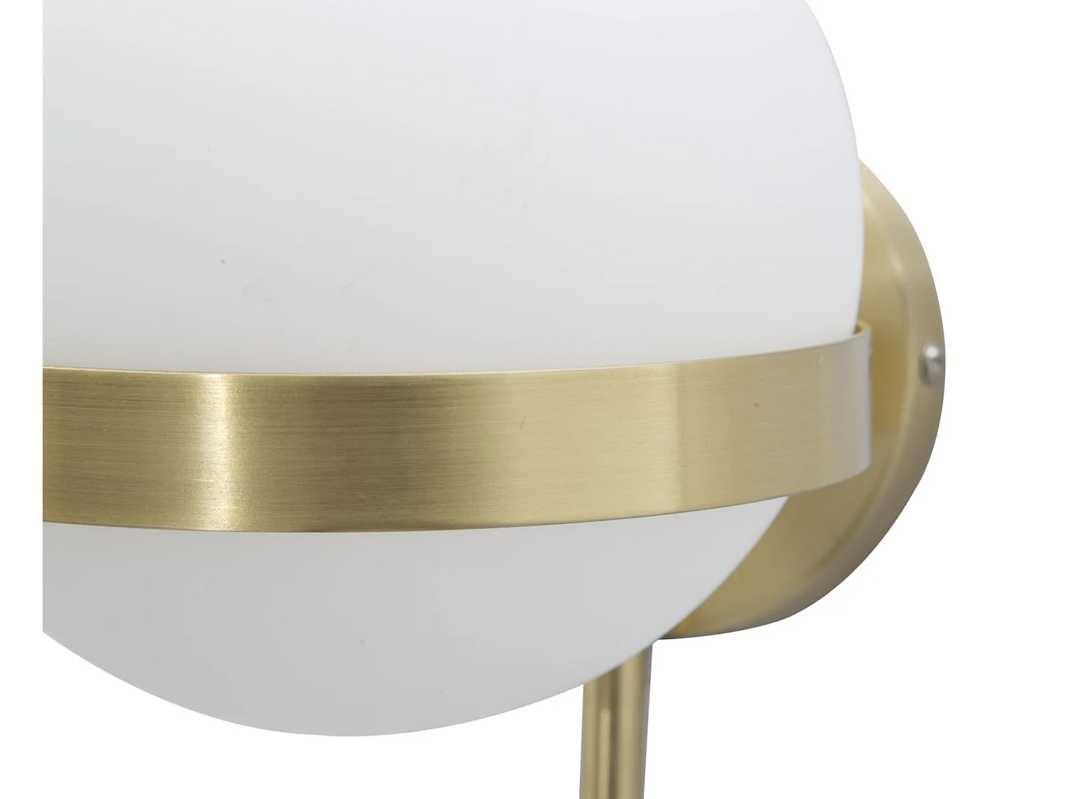 Applique in metallo dorato con sfera in vetro bianco cm 15x20x40