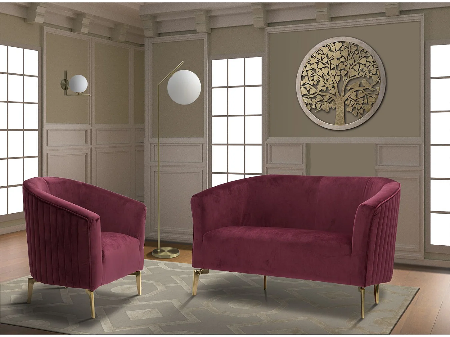 Applique Murale Sphère "Glamy" 22cm Blanc & Or