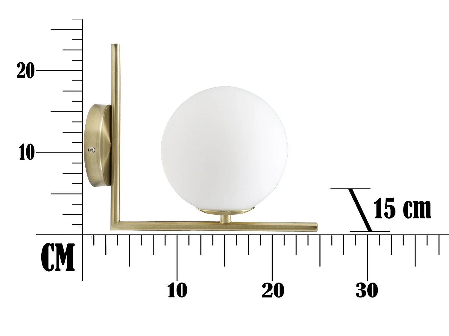 Applique Murale Sphère "Glamy" 22cm Blanc & Or