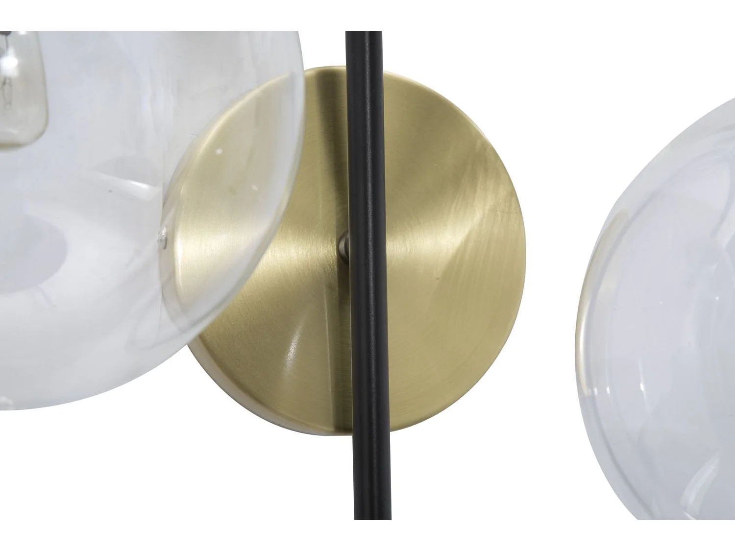 Applique in metallo nero con 2 sfere in vetro cm 36x24x45