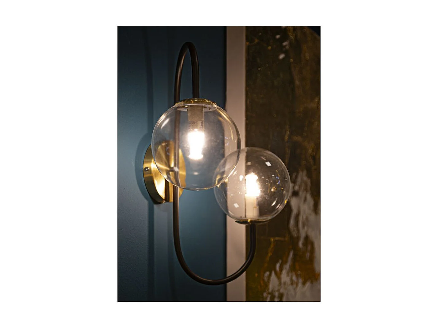 Applique Murale 2 Sphères "Blak" 45cm Noir & Or