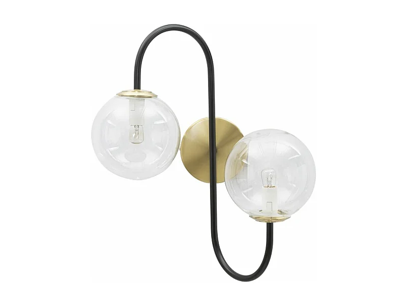 Applique Murale 2 Sphères "Blak" 45cm Noir & Or