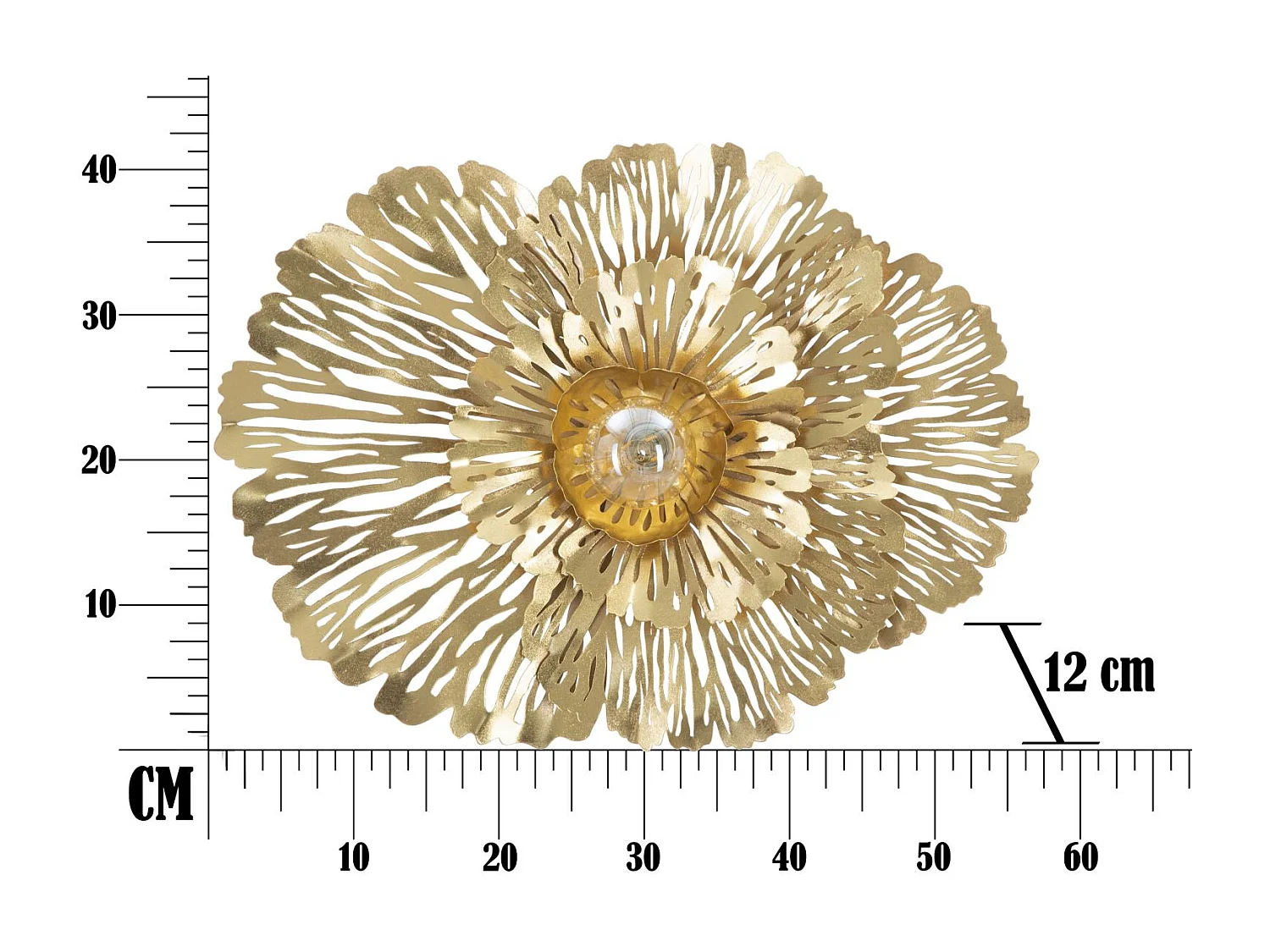 Applique fleur en métal doré 56,5x12x42,5 cm