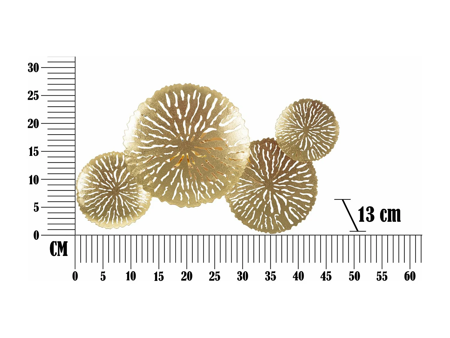 Applique Murale DISHI PLUS - Design Géométrique Moderne avec 2 Points Lumineux - Dimensions 47x13x28 cm - Matériau Fer - Finition Dorée