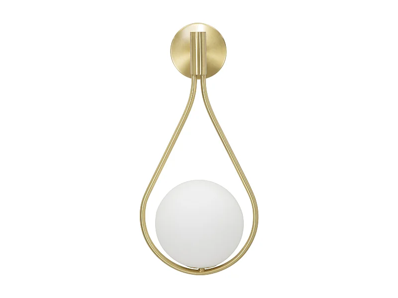 Applique in metallo dorato cm con sfera in vetro bianco 24x20x52