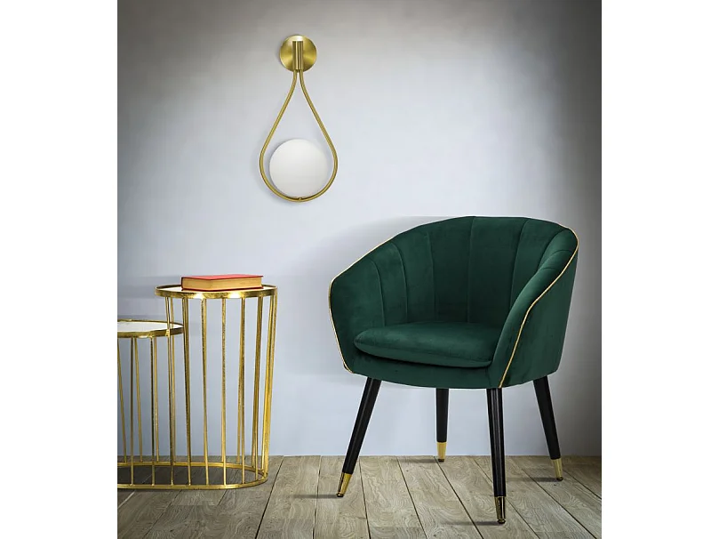 Applique en métal doré avec sphère en verre blanc 24x20x52 cm