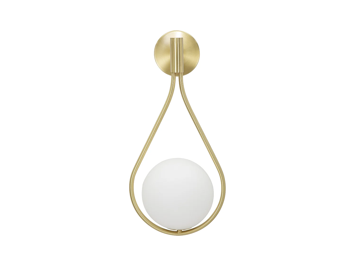 Applique en métal doré avec sphère en verre blanc 24x20x52 cm