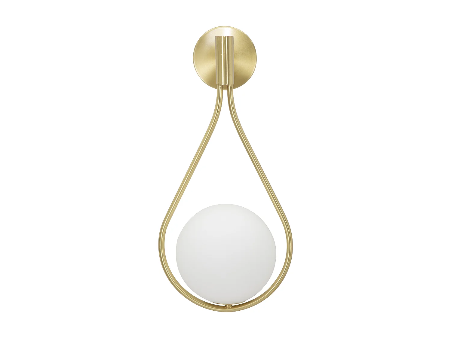 Applique in metallo dorato cm con sfera in vetro bianco 24x20x52