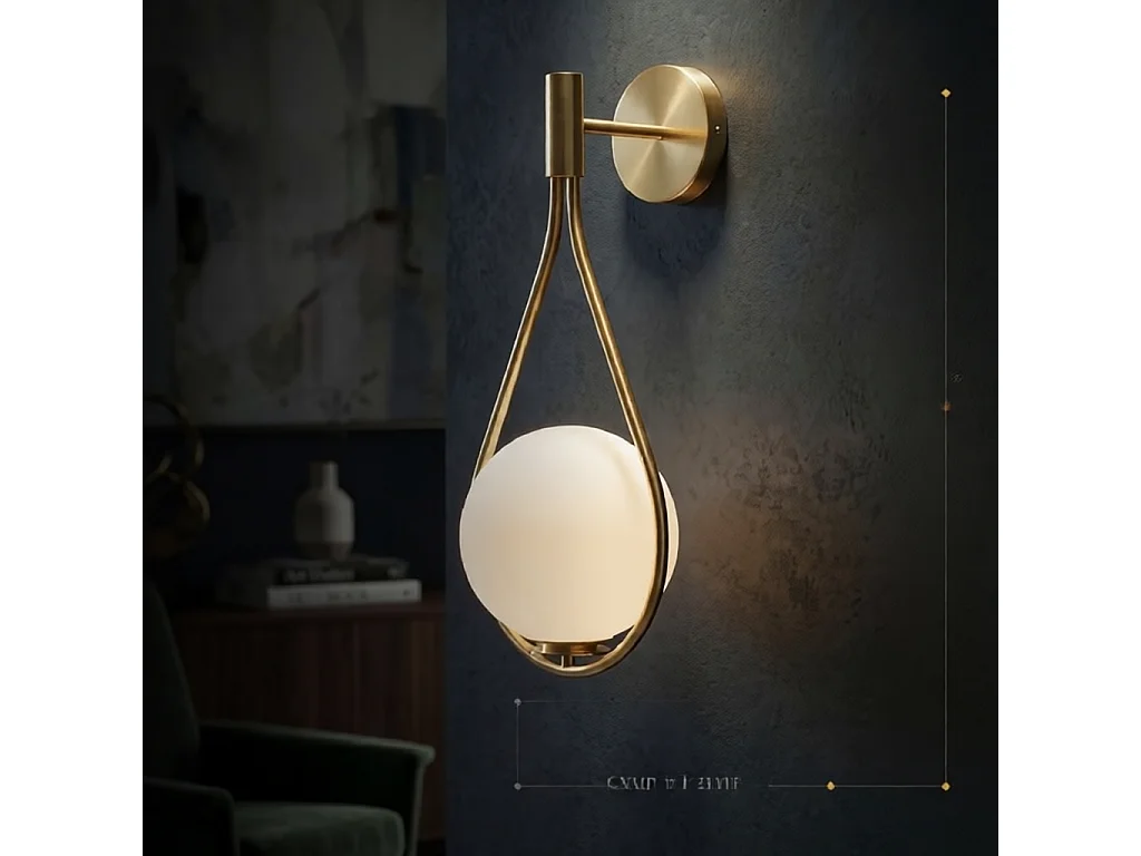 Aplique de pared de metal y vidrio Glamy Drop