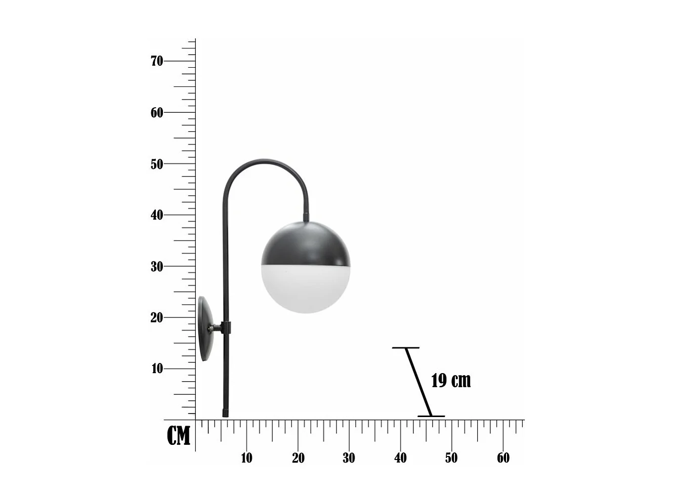 Applique Murale Sphère "Glamy Street" 51cm Blanc & Noir