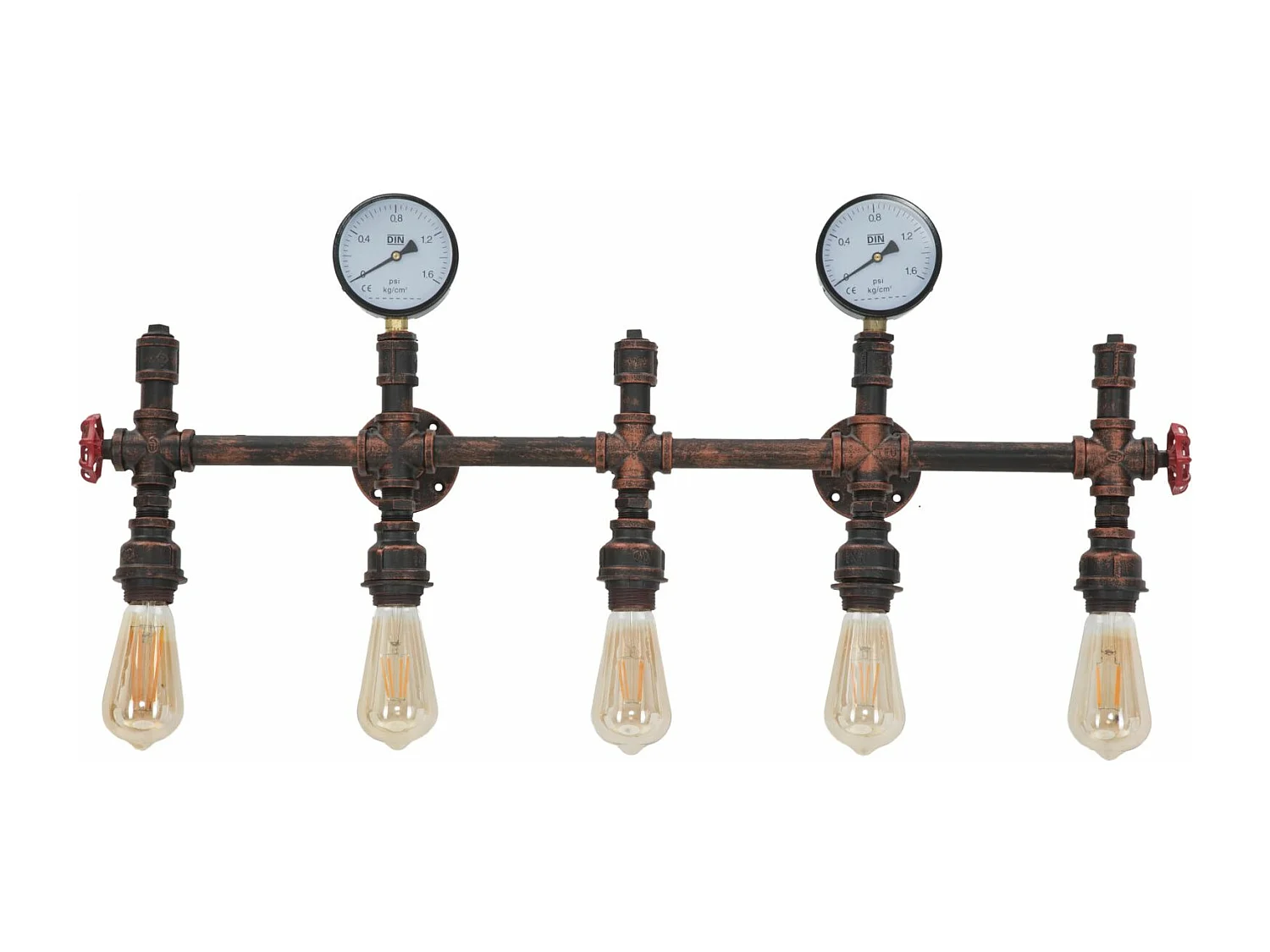 Applique in metallo marrone con 5 punti luce cm 86x9x32