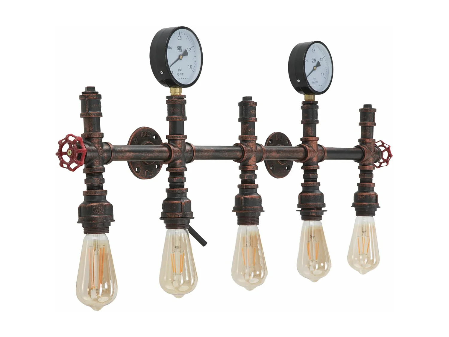 Applique in metallo marrone con 5 punti luce cm 86x9x32