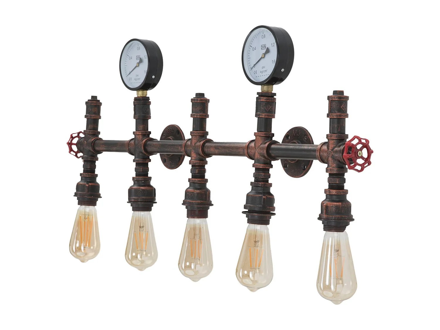 Applique in metallo marrone con 5 punti luce cm 86x9x32